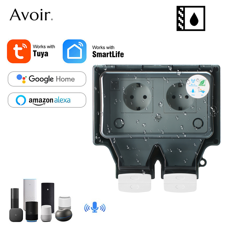 Outdoor Power Timer - Tuya-enchufes eléctricos de pared Ip66, toma