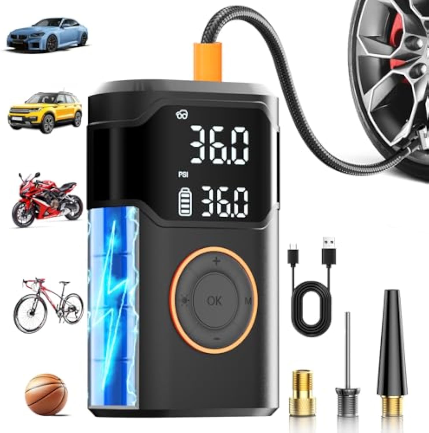 Air Compressor Portable - Inflador de neumáticos inalámbrico portátil Mini