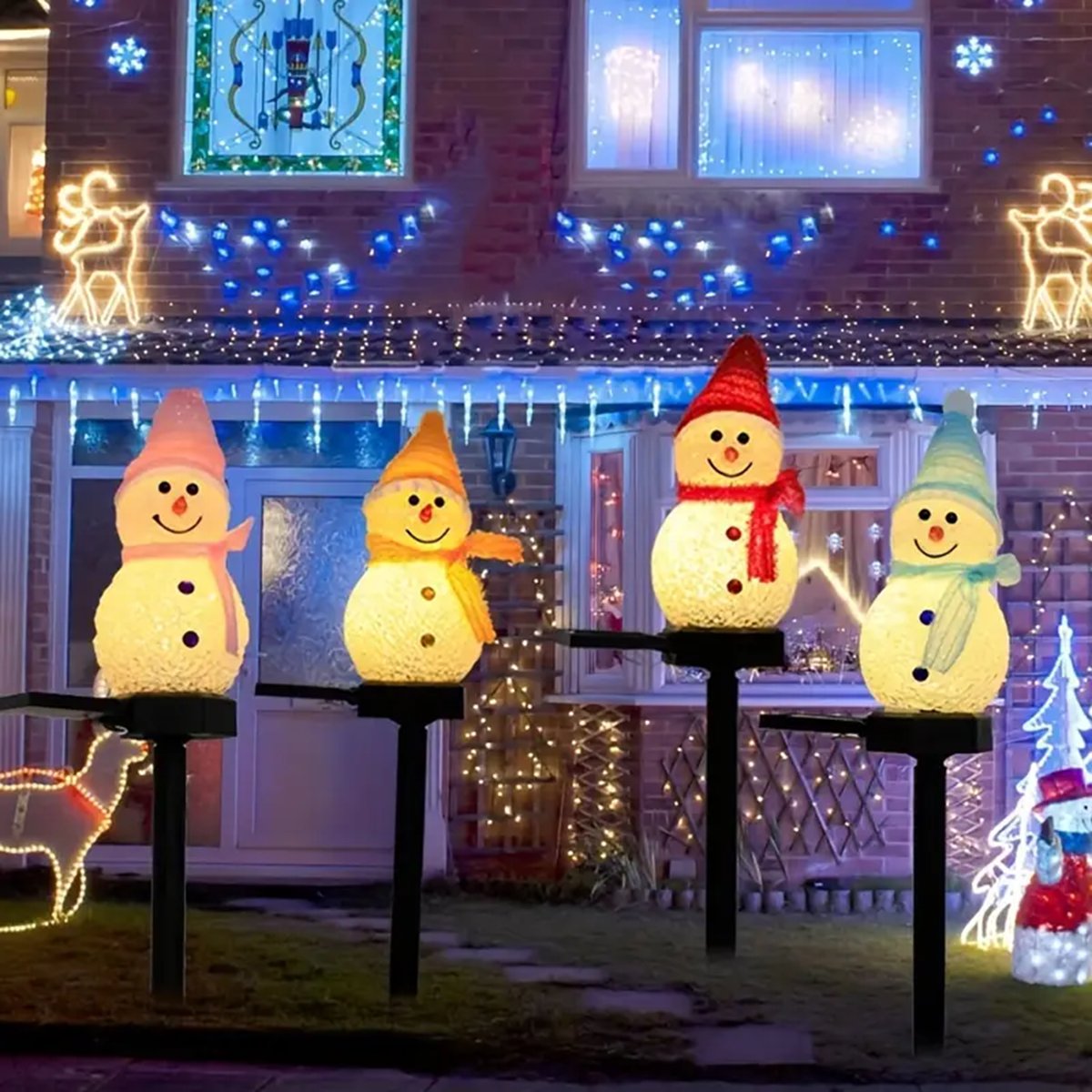 Luz LED Solar de muñeco de nie - Outdoor Power For Xmas Lights reseña y precio