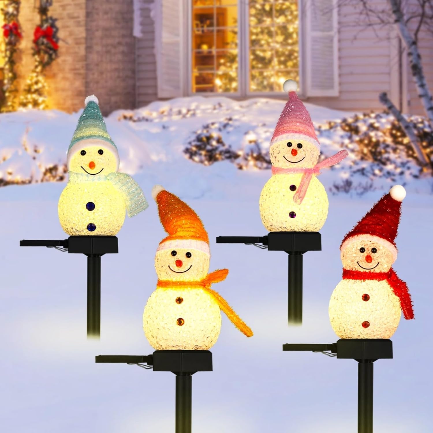 Luz LED Solar de muñeco de nie - Outdoor Power For Xmas Lights reseña y precio