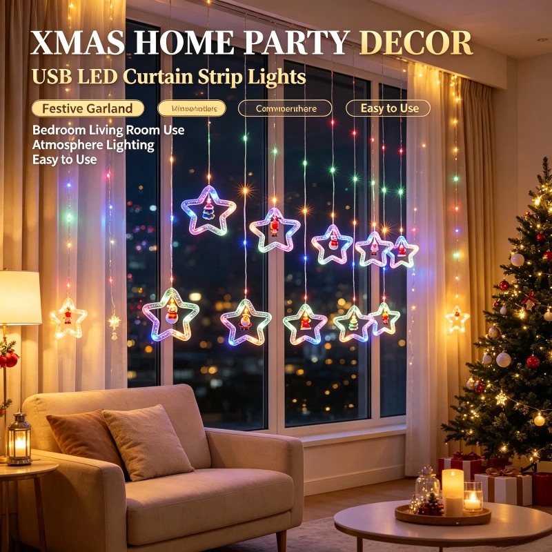 Cortina de Luces LED en Forma  - Outdoor Power For Xmas Lights reseña y precio