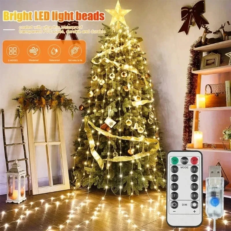 Luces de cascada de estrellas  - Outdoor Power For Xmas Lights reseña y precio
