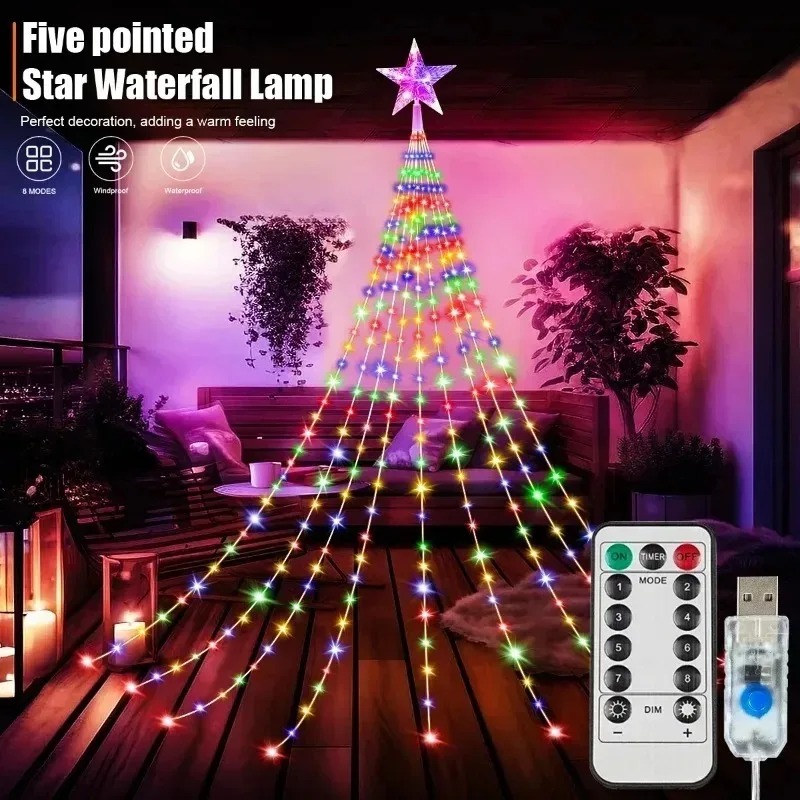 Luces de cascada de estrellas  - Outdoor Power For Xmas Lights reseña y precio